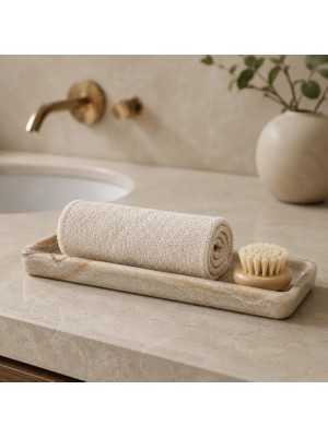 Vivarel Era - Doğal Mermer Görünümlü Reçine Banyo Tepsisi