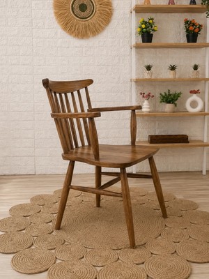 Silla Kollu Yıldız Sandalye Ceviz Ahşap Sandalye
