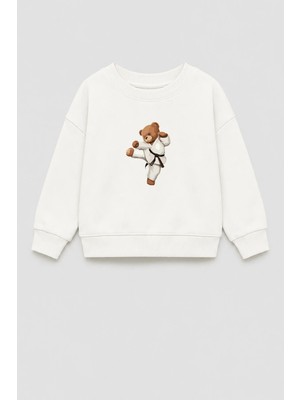 Monila Erkek Çocuk Ayıcık Baskılı 3 Iplik Kumaş Pamuklu Sweatshirt
