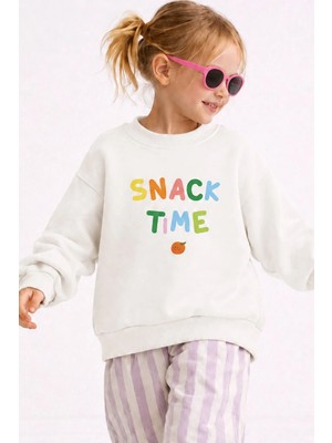 Monila Unisex Çocuk 3 Iplik Kumaş Pamuklu Slogan Baskılı Sweatshirt