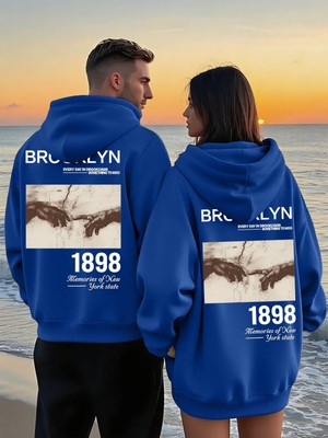 Macklin Sevgili - Arkadaş Çift Kombini Brooklyn 1898 Sırt Baskılı Özel Tasarım Kapüşonlu Sweatshirt 2li Takım