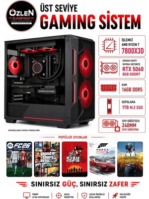 Özlen X52 RYZEN 7 7800X3D RTX 5060 8GB 16GB DDR5 RAM 1TB M.2 SSD Üst Seviye Oyuncu Bilgisayarı