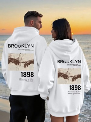 Macklin Sevgili - Arkadaş Çift Kombini Brooklyn 1898 Sırt Baskılı Özel Tasarım Kapüşonlu Sweatshirt 2li Takım