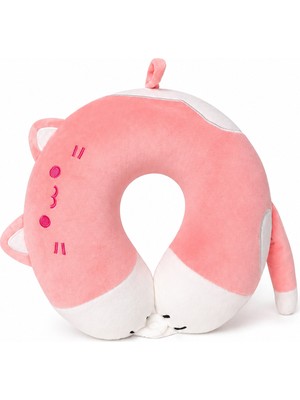 Ecrou Kuyruklu Kedi Memory Foam Boyun Yastığı Pembe