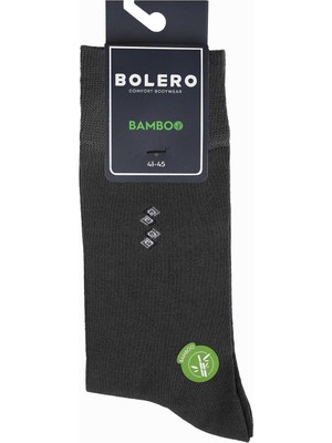 Bolero Erkek Premium Dikişsiz Bambu Çorap Füme Alt Alta Kare Desen