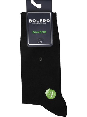 Bolero Erkek Premium Dikişsiz Bambu Çorap Siyah Çizgili Kare Desen