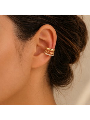Hotchic Hotchıc Luna Gold 3’lü Earcuff Tek Çelik Küpe - Tek Adet