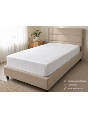 Fugo %100 Organik Pamuk Lastikli Çarşaf Tek Kişilik 100X200 + 30 cm Gri