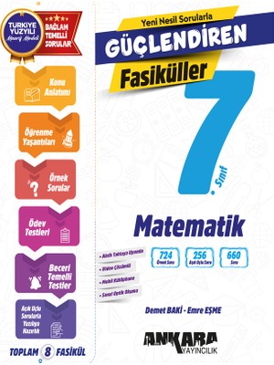 Ankara Yayıncılık Ankara  7. Sınıf Güçlendiren Matematik Fasikülleri Ankara Yayıncı