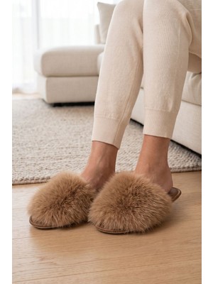 Twigy Ella Peluş Kadın Ev Terliği Açık Kahverengi 37/41
