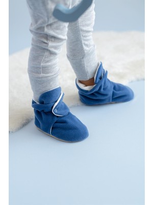 First Step Kaydırmaz Tabanlı Indigo Panduf Çıtçıtlı Pamuk Astarlı Ergonomik Yapıda Erkek Çocuk Ayakkabısı