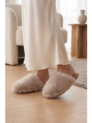 Twigy Ella Peluş Kadın Ev Terliği Bej 37/41