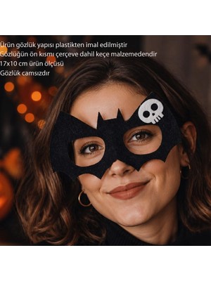 Pandoli Halloween Yarasa Keçe Parti Gözlüğü Siyah Renk 1 Adet