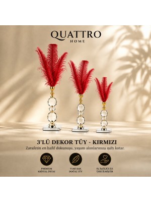 Quattro Home 3'lü Dekor Tüy - Kırmızı
