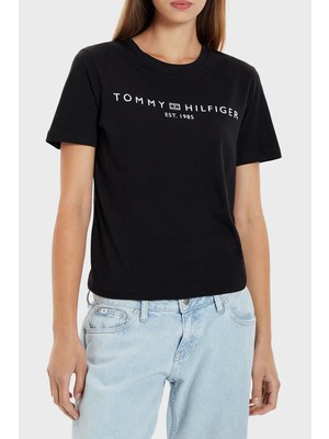 Tommy Hilfiger Logolu Pamuklu Regular Fit Bisiklet Yaka T Shirt Kadın T Shirt WW0WW40276 Bds