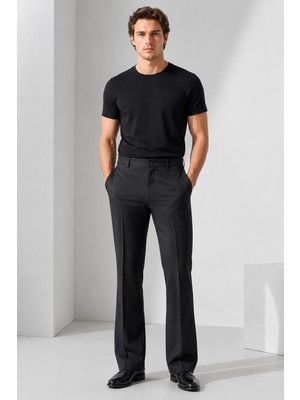 Bihan Store Erkek Düz Kesim Zeta Gabardin Kumaş Slim Fit Pantolon 2026-SIYAH