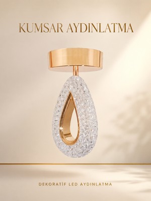 Kumsar Aydınlatma Tekli Plafonyer Modern LED Avize Kristal Görünüm(Beyaz Işık)Enerji Tasarruflu Antre Cafe Hol