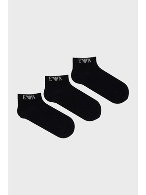 Emporio Armani Logolu 3 Pack Çorap Erkek Çorap EM000554 AF26377 UC001