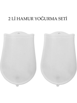 Kayamu Hamur Torbası 2 Li Set Orta ve Büyük Hamur Silikon Şeffaf Yoğurma Torbası Ekmek Makarna Mantı Yoğur (K0)