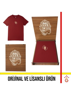 Galatasaray Lisanslı Gerçekleri Tarih Yazar 5 Yıldızlı Bordo T-Shirt Aslan Ahşap Kutulu E251392