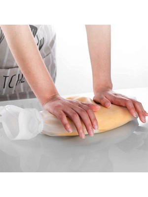 Kayamu Orta Hamur Torbası Silikon Şeffaf Hamur Yoğurma Torbası Ekmek Makarna Mantı Hamuru Kolay Yoğurma (K0)