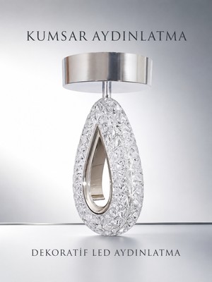 Kumsar Aydınlatma Tekli Plafonyer Modern LED Avize Kristal Görünüm(Beyaz Işık)Enerji Tasarruflu Antre Cafe Hol