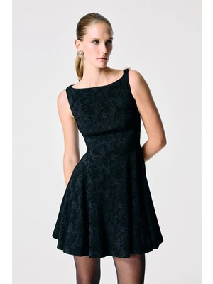 adL Kup Detaylı Mini Elbise Siyah 12444772003
