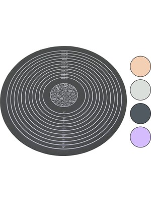 Kayamu Yuvarlak Renkli Silikon Hamur Matı Ölçek Çizimli 190GR  Çap: 45CM (K0)
