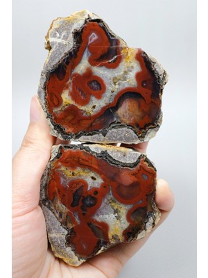 Healcrystal Alevli Kızıl Kırmızı Bantlı Siyah Deniz Akik, 300G