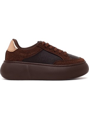 Derimod Kadın Kahverengi Bağcıklı Kalın Tabanlı Sneaker AF168002SK