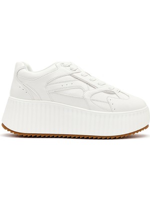 Derimod Kadın Beyaz Kalın Tabanlı Bağcıklı Sneaker AF520006SV