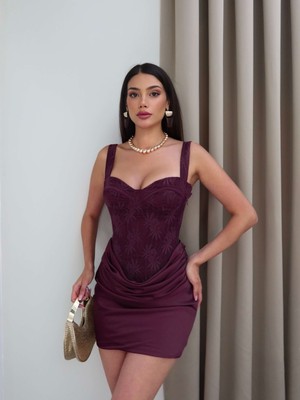 Esra Helvacı Korseli Saten Elbise