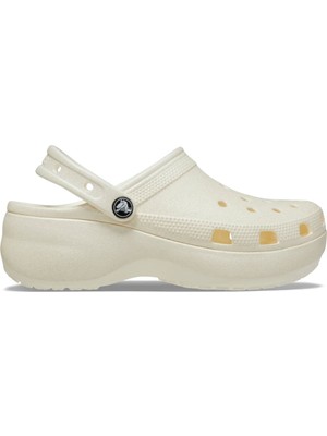 Markali Crocs Classic Platform Glitter Clogw Beyaz Terlik 207241-0WV