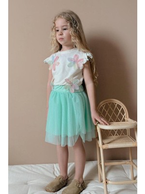 Ay Kids Aykidsclup Zambak Çicekli Kız Çocuk Tül  Etekli Takım 2625Y-
