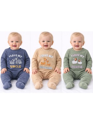Vovido Erkek Bebek 3’lü Tulum Set – %100 Pamuk Çıtçıtlı Patikli Tulum 128067