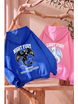 Macklin Sevgili - Arkadaş Çift Kombini Night And Light Sırt Baskılı Özel Tasarım Kapüşonlu Sweatshirt 2li Takım