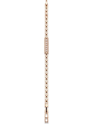 Semtim Kuyumculuk Sertifikalı 316L Çelik Rose Gold Kaplama Taş Detaylı Özel Kilitli Kadın Bileklik