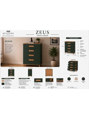 Quattro Home Zeus 4 Çekmeceli Şifonyer