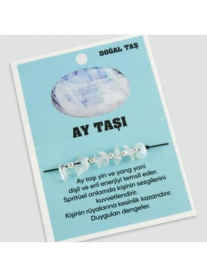Zero Land Csmo-Tex Ay Taşı Doğaltaşlı Ip Bileklik  Mavi