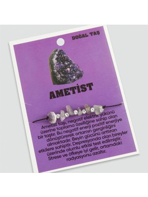 Zero Land Csmo-Tex Ametist Doğaltaşlı Ip Bileklik Mor