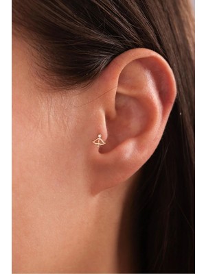 Gianfranco 14 Ayar Altın Taşlı Yay Ok Tragus Küpe
