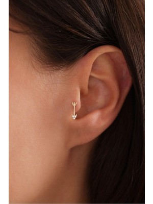 Gianfranco 14 Ayar Altın Taşlı Ok Tragus Küpe