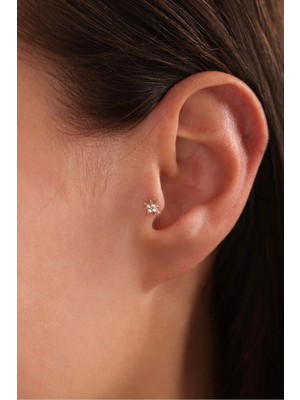 Gianfranco 14 Ayar Altın Taşlı Kutup Yıldızı Tragus Küpe