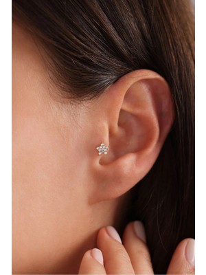 Gianfranco 14 Ayar Altın Taşlı Yıldız Tragus Küpe