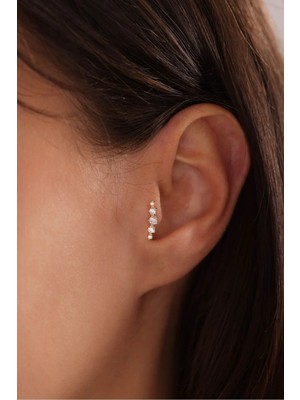 Gianfranco 14 Ayar Altın Çok Taşlı Yay Tragus Küpe