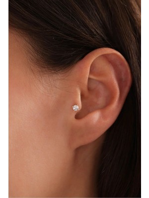 Gianfranco 14 Ayar Altın Tek Taşlı Tragus Küpe