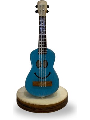 İstanbul Müzik Tedarik El Yapımı Dekoratif Mini Klasik Gitar Mavi 9 cm Biblo