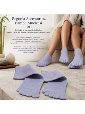 Begonia Accessories Bambu Parmaklı Çorap Dikişsiz Unisex Antialerjik Terleme ve Koku Karşıtı Likralı Esnek Çorap -278-3
