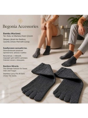 Begonia Accessories Bambu Parmaklı Çorap Dikişsiz Unisex Antialerjik Terleme ve Koku Karşıtı Likralı Esnek Çorap -278-6