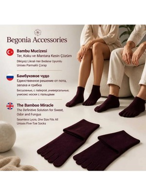 Begonia Accessories Bambu Parmaklı Çorap Dikişsiz Unisex Antialerjik Terleme ve Koku Karşıtı Likralı Esnek Çorap -278-1